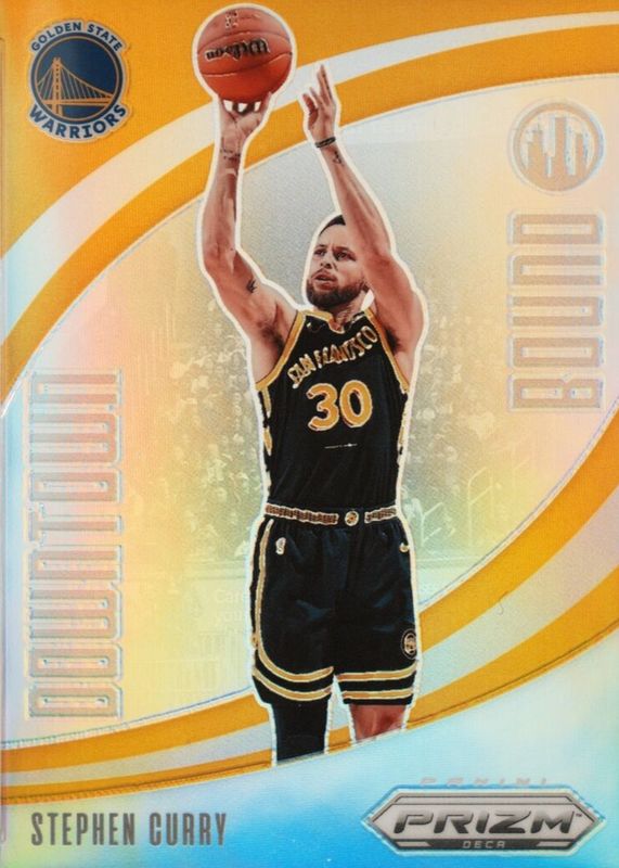 Stephen Curry 2023 Prizm Deca #1 Downtown Bound - Gold /10 PSA 9