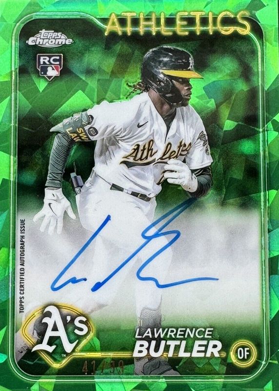 Lawrence Butler 2024 Topps Chrome Sapphire Edition #CSA-LB Autographs - Green /99 Rookie SGC 10