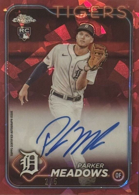 Parker Meadows 2024 Topps Chrome Sapphire Edition #CSA-PM Autographs - Red /5 Rookie SGC 10