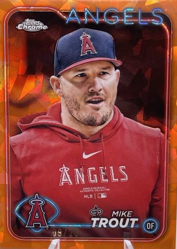 Mike Trout 2024 Topps Chrome Sapphire Edition #27 Image Variation - Orange /25 BGS 9