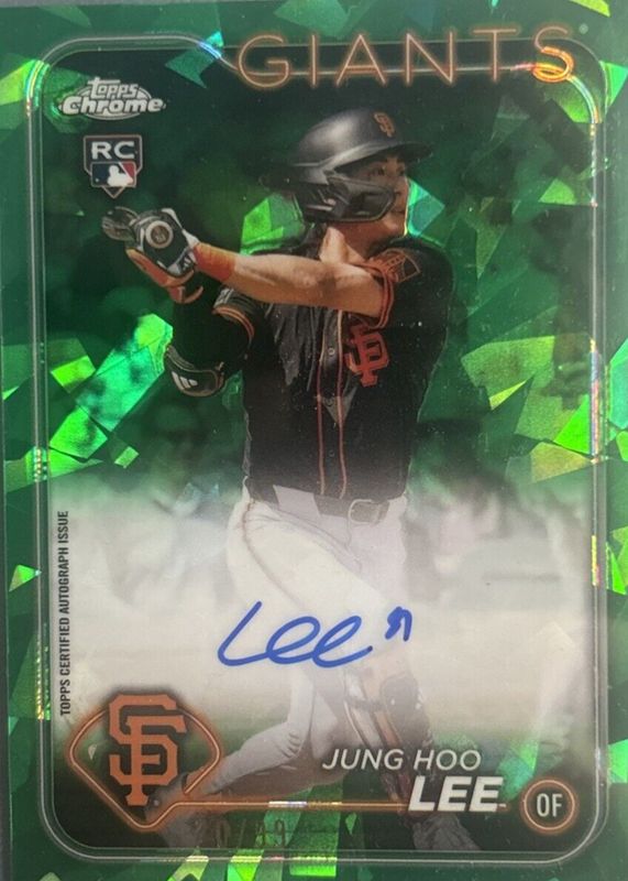 Jung Hoo Lee 2024 Topps Chrome Sapphire Edition #CSA-JHL Autographs - Green /99 Rookie RAW