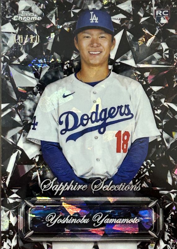 Yoshinobu Yamamoto 2024 Topps Chrome Sapphire Edition #SS-8 Sapphire Selections - Black /10 Rookie PSA 10