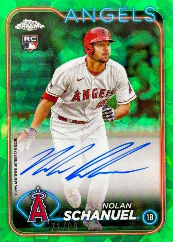 Nolan Schanuel 2024 Topps Chrome Sapphire Edition #CSA-NS Autographs - Green /99 Rookie RAW