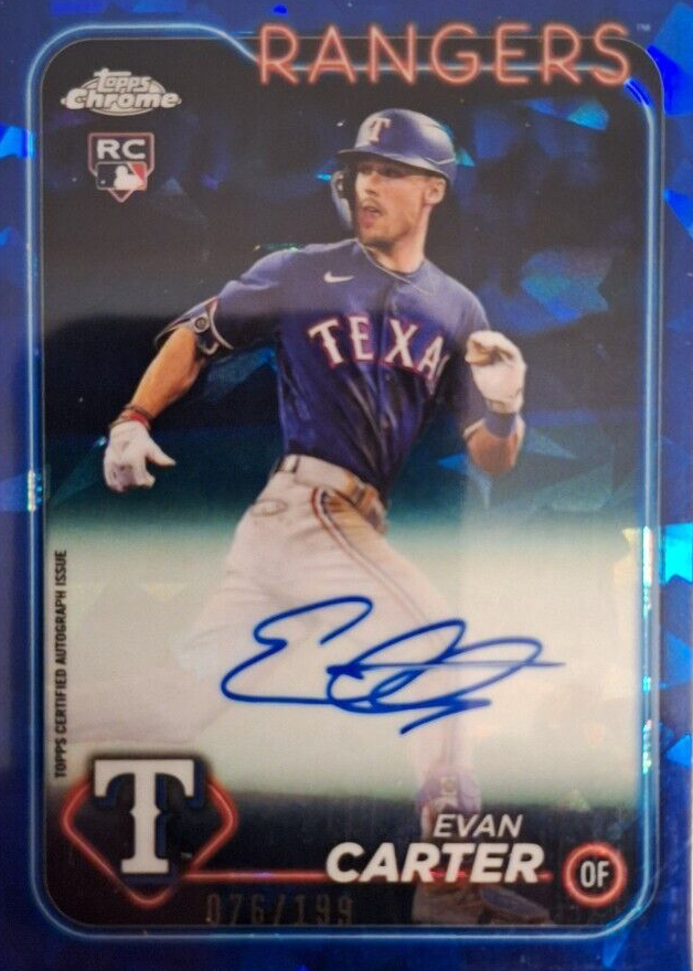 Evan Carter 2024 Topps Chrome Sapphire Edition #CSA-EC Autographs 