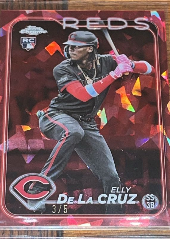 Elly De La Cruz 2024 Topps Chrome Sapphire Edition #141 Red /5 Rookie RAW