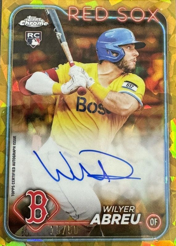 Wilyer Abreu 2024 Topps Chrome Sapphire Edition #CSA-WA Autographs - Gold /50 Rookie PSA 10