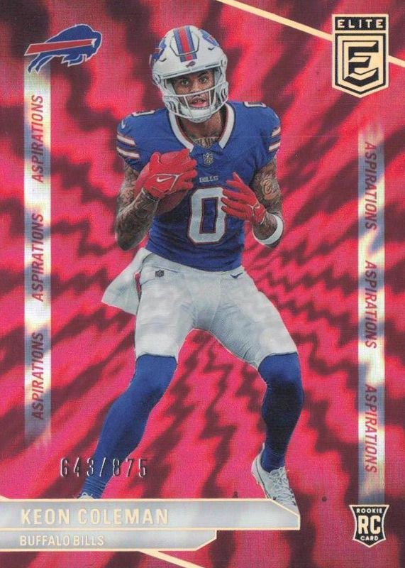 Keon Coleman 2024 Elite #166 Aspirations Shimmer /875 Rookie RAW