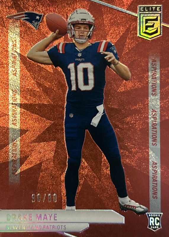 Drake Maye 2024 Elite #185 Aspirations (/90) Rookie RAW