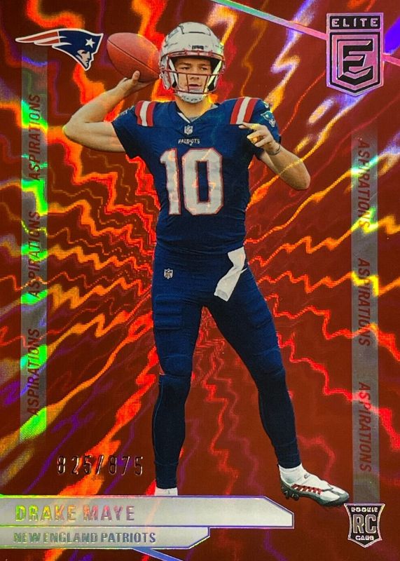 Drake Maye 2024 Elite #185 Aspirations Shimmer /875 Rookie RAW