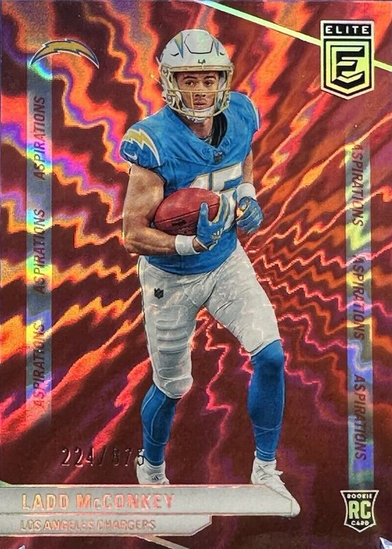 Ladd McConkey 2024 Elite #126 Aspirations Shimmer /875 Rookie SGC 9.5