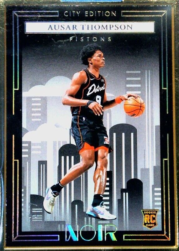 Ausar Thompson 2023 Noir #239 Rookies Metal Frame City Edition - Holo Gold FOTL /7 Rookie SGC 9.5