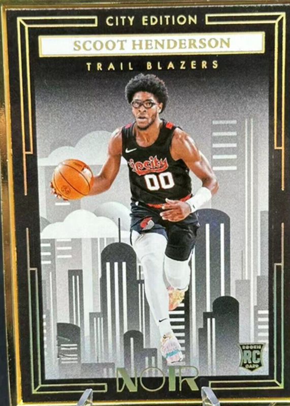 Scoot Henderson 2023 Noir #232 Rookies Metal Frame City Edition - Holo Gold FOTL /7 RAW