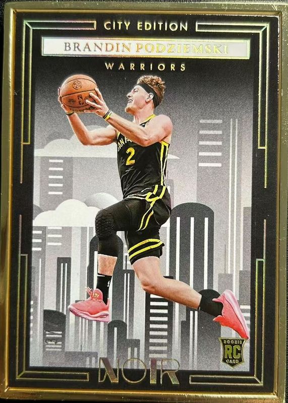 Brandin Podziemski 2023 Noir #241 Rookies Metal Frame City Edition - Holo Gold FOTL /7 RAW