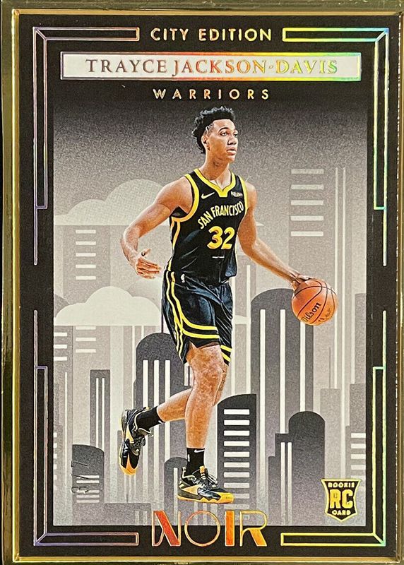 Trayce Jackson-Davis 2023 Noir #233 Rookies Metal Frame City Edition - Holo Gold FOTL /7 RAW