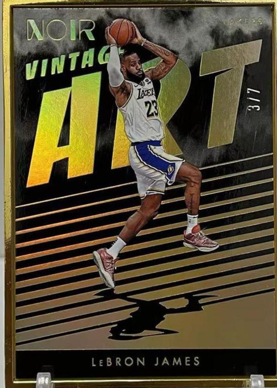 LeBron James 2023 Noir #281 Vintage Art - Holo Gold FOTL /7 SGC 9.5