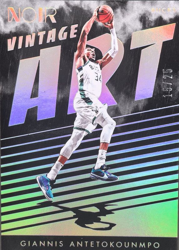 Giannis Antetokounmpo 2023 Noir #279 Vintage Art /25 RAW