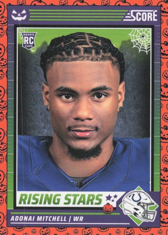 Adonai Mitchell 2024 Score-A-Treat #1 Rising Stars - Orange Pumpkins Rookie RAW