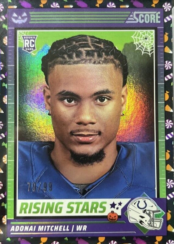 Adonai Mitchell 2024 Score-A-Treat #1 Rising Stars - Trick or Treat /99 Rookie RAW