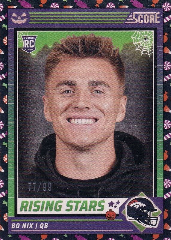 Bo Nix 2024 Score-A-Treat #4 Rising Stars - Trick or Treat /99 Rookie SGC 9.5