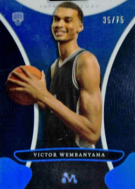 Victor Wembanyama 2023 Topps Mercury Victor Wembanyama #12 Blue Refractor /75 Rookie RAW