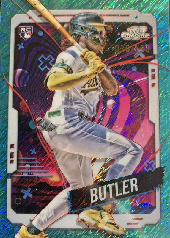 Lawrence Butler 2024 Topps Chrome Cosmic #22 Aqua Equinox Refractor /199 Rookie SGC 10