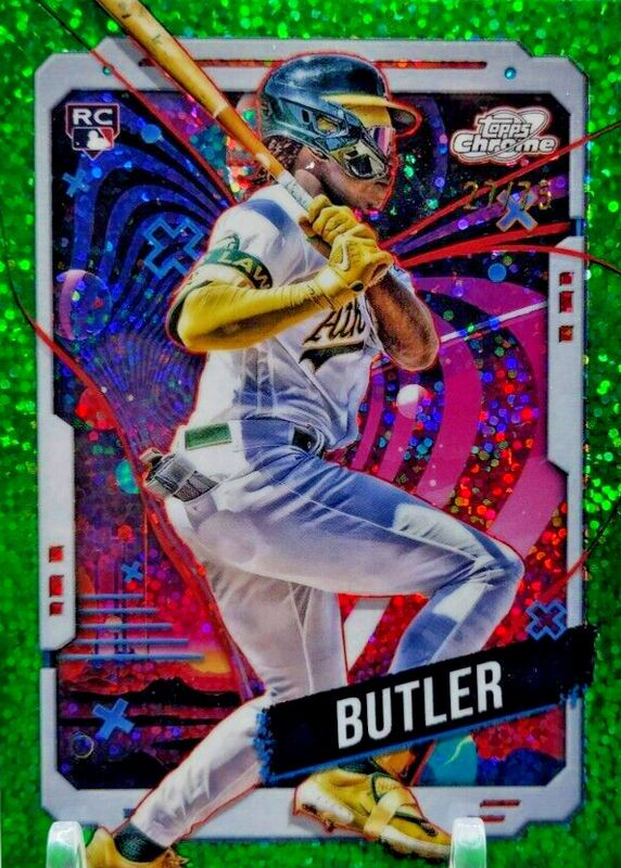 Lawrence Butler 2024 Topps Chrome Cosmic #22 Green Space Dust Refractor /75 Rookie PSA 10