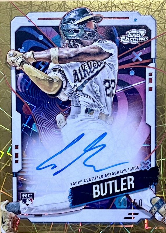 Lawrence Butler 2024 Topps Chrome Cosmic #CCA-LB Autographs - Gold Interstellar Refractor /50 Rookie RAW