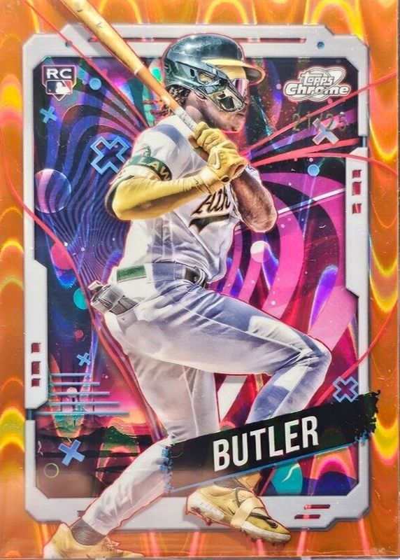 Lawrence Butler 2024 Topps Chrome Cosmic #22 Orange Galactic Refractor /25 Rookie RAW