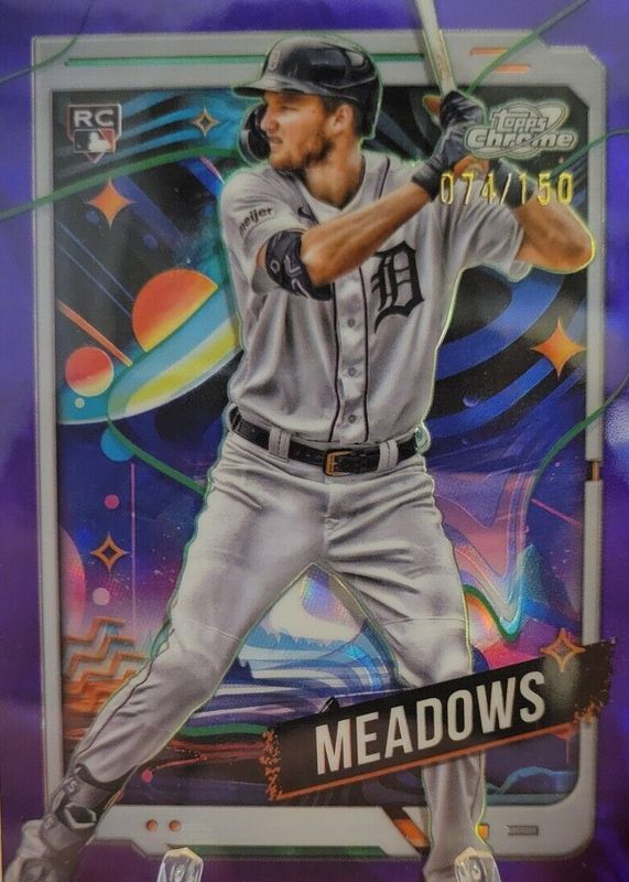 Parker Meadows 2024 Topps Chrome Cosmic #127 Purple Nebula Refractor /150 Rookie PSA 10