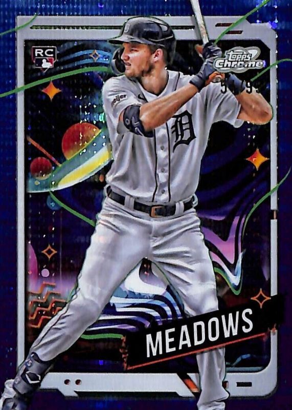 Parker Meadows 2024 Topps Chrome Cosmic #127 Blue Moon Refractor /99 Rookie PSA 10