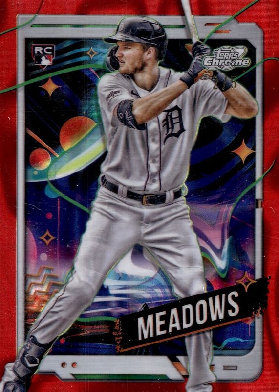 Parker Meadows 2024 Topps Chrome Cosmic #127 Red Flare Refractor /5 Rookie RAW