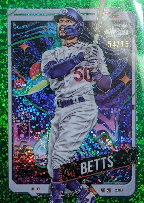 Mookie Betts 2024 Topps Chrome Cosmic #53 Green Space Dust Refractor /75 PSA 10