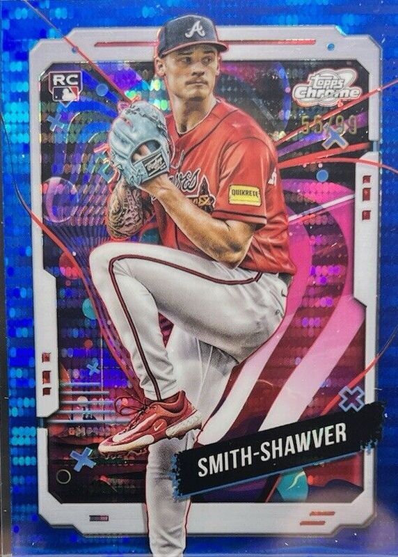 AJ Smith-Shawver 2024 Topps Chrome Cosmic #62 Blue Moon Refractor /99 Rookie PSA 10