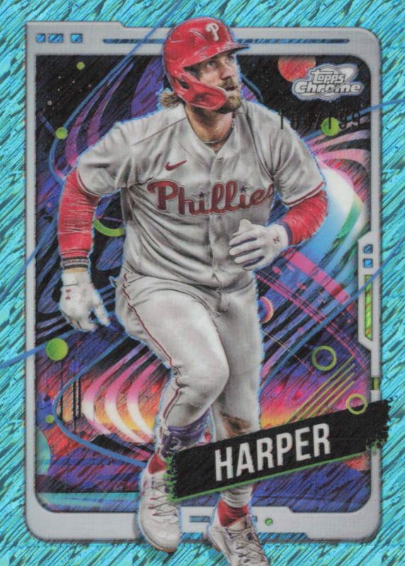 Bryce Harper 2024 Topps Chrome Cosmic #164 Aqua Equinox Refractor /199 PSA 10