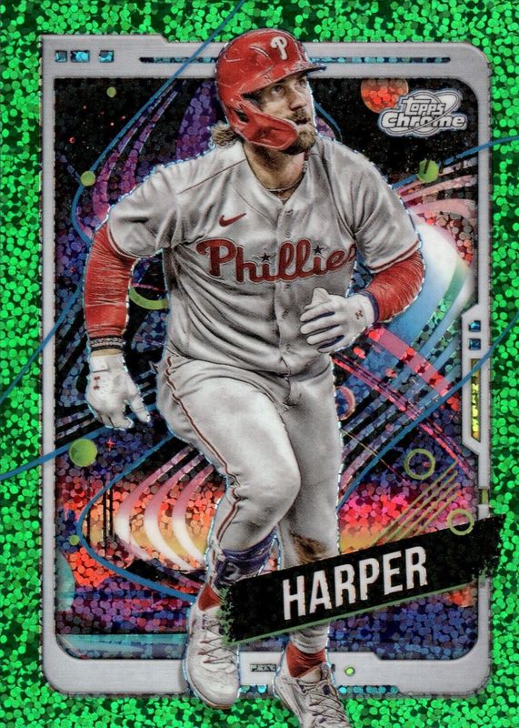 Bryce Harper 2024 Topps Chrome Cosmic #164 Green Space Dust Refractor /75 PSA 10