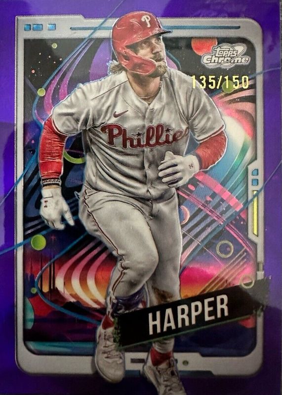 Bryce Harper 2024 Topps Chrome Cosmic #164 Purple Nebula Refractor /150 PSA 10