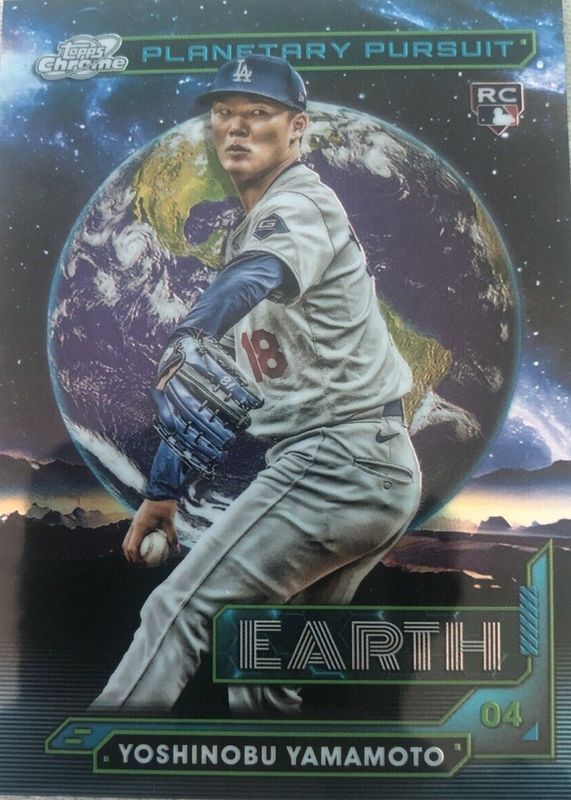 Yoshinobu Yamamoto 2024 Topps Chrome Cosmic #PPE-3 Planetary Pursuit - Earth Rookie RAW