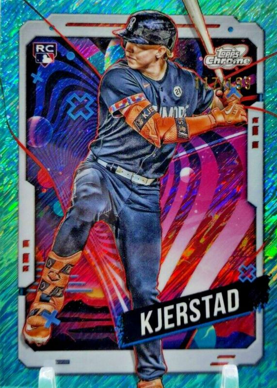 Heston Kjerstad 2024 Topps Chrome Cosmic #177 Aqua Equinox Refractor /199 Rookie PSA 10