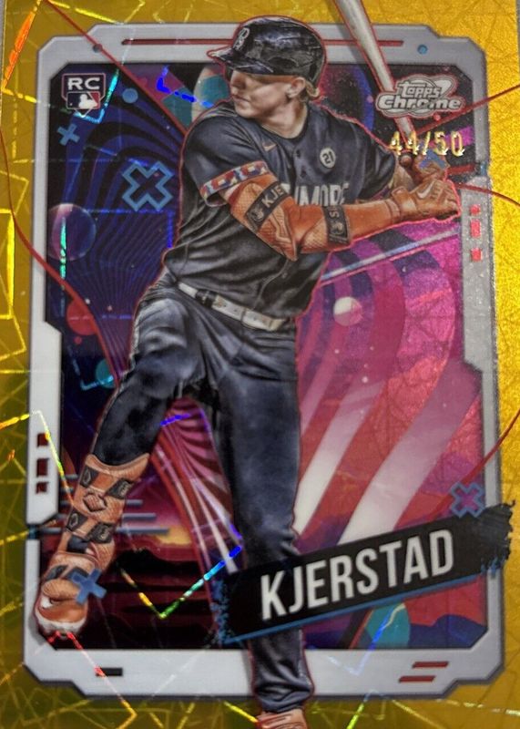 Heston Kjerstad 2024 Topps Chrome Cosmic #177 Gold Interstellar Refractor /50 Rookie RAW