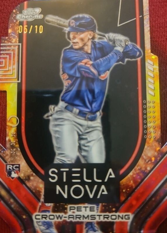 Pete Crow-Armstrong 2024 Topps Chrome Cosmic #SN-5 Stella Nova - Black Eclipse Refractor /10 Rookie PSA 8