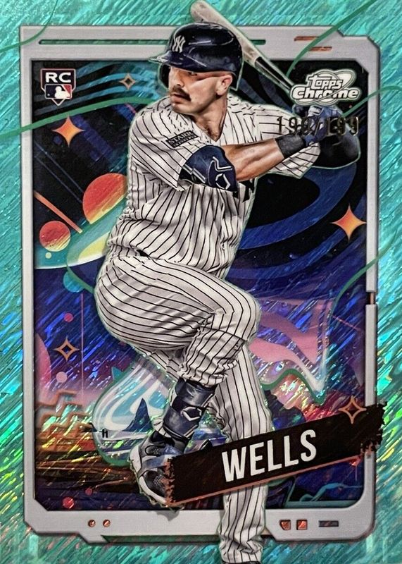 Austin Wells 2024 Topps Chrome Cosmic #88 Aqua Equinox Refractor /199 Rookie PSA 10