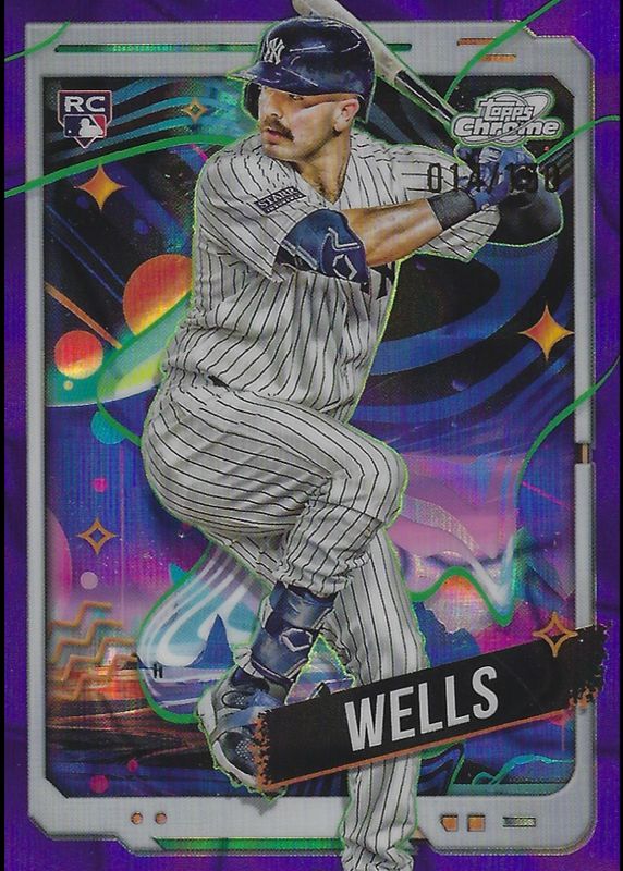 Austin Wells 2024 Topps Chrome Cosmic #88 Purple Nebula Refractor /150 Rookie PSA 10