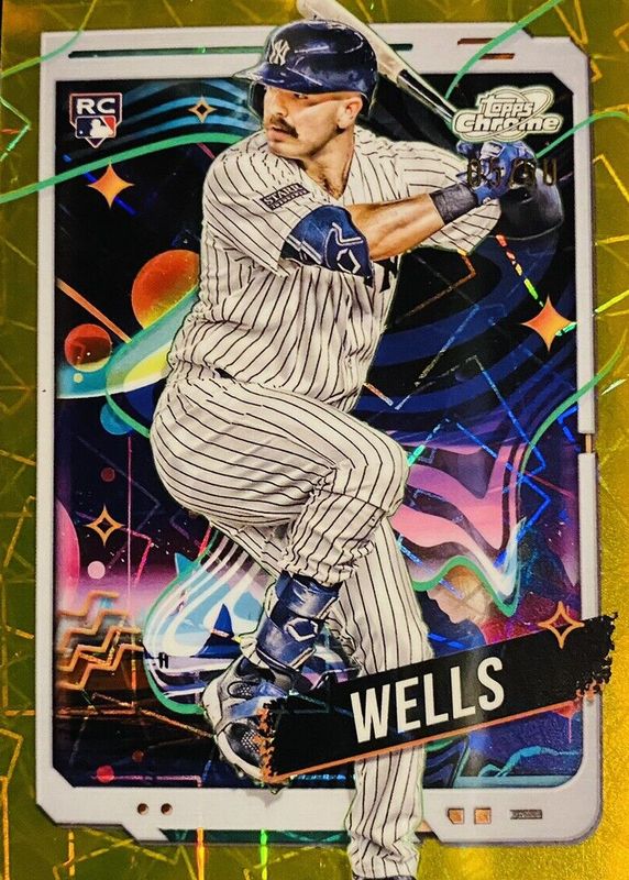 Austin Wells 2024 Topps Chrome Cosmic #88 Gold Interstellar Refractor /50 Rookie PSA 9