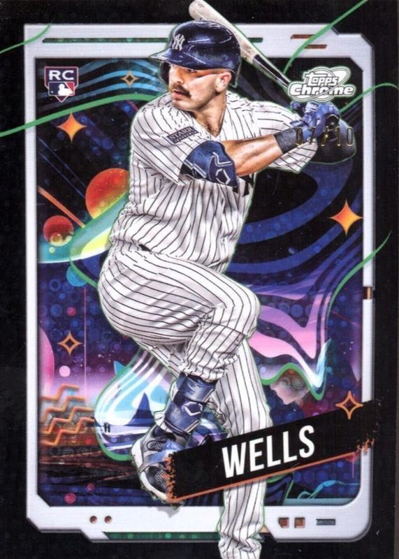 Austin Wells 2024 Topps Chrome Cosmic #88 Black Eclipse Refractor /10 Rookie RAW