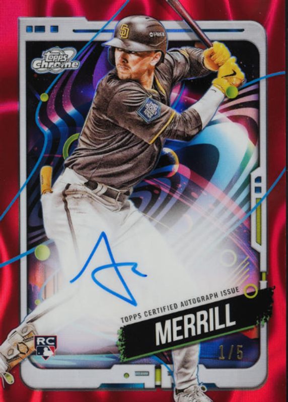 Jackson Merrill 2024 Topps Chrome Cosmic #CCA-JM Autographs - Red Flare Refractor /5 Rookie SGC 10