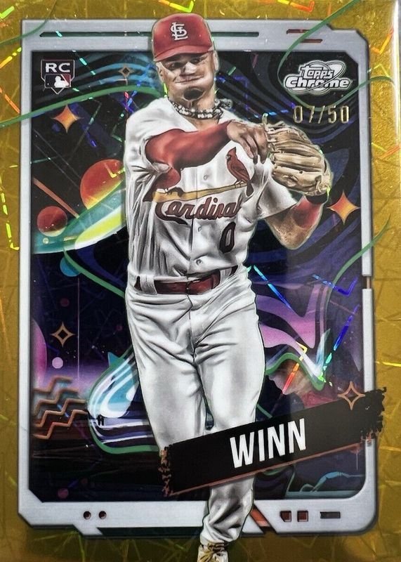 Masyn Winn 2024 Topps Chrome Cosmic #90 Gold Interstellar Refractor /50 Rookie RAW