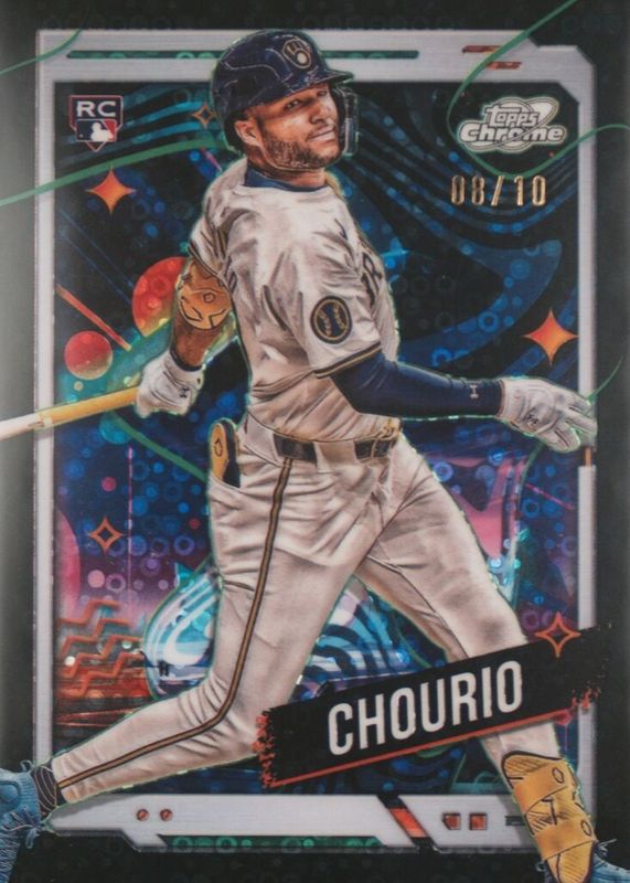 Jackson Chourio 2024 Topps Chrome Cosmic #179 Black Eclipse Refractor /10 Rookie PSA 10