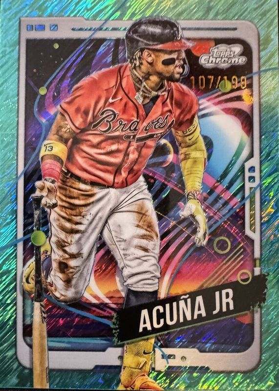 Ronald Acuna Jr. 2024 Topps Chrome Cosmic #96 Aqua Equinox Refractor /199 SGC 9.5