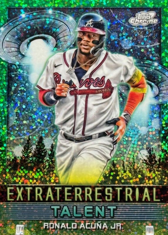 Ronald Acuna Jr. 2024 Topps Chrome Cosmic #96 Green Space Dust Refractor /75 PSA 9