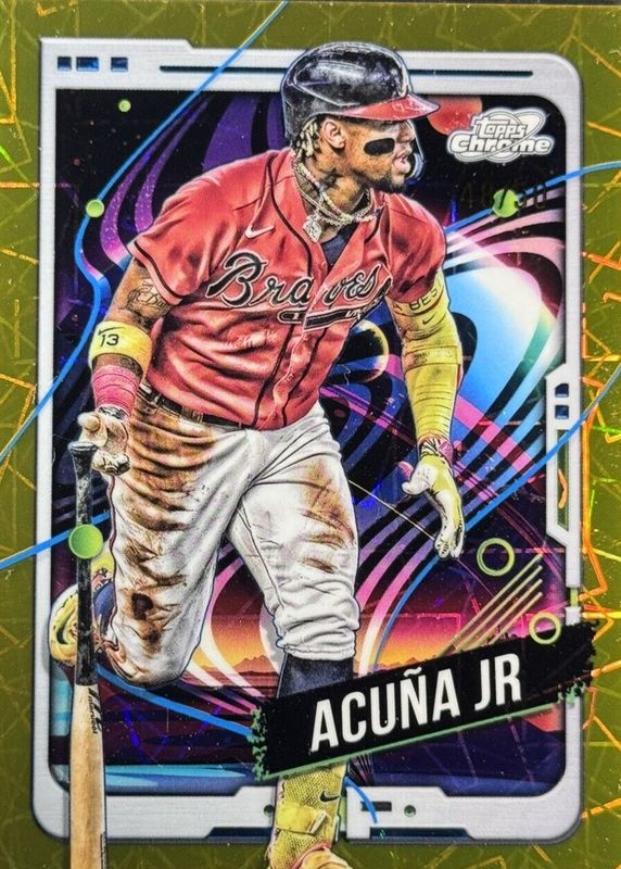 Ronald Acuna Jr. 2024 Topps Chrome Cosmic #96 Gold Interstellar Refractor /50 RAW